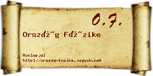 Ország Füzike névjegykártya